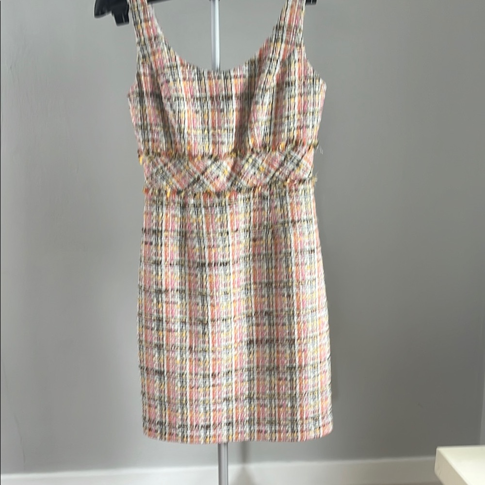 Trina Turk Orange and White Sheath Mini Dress